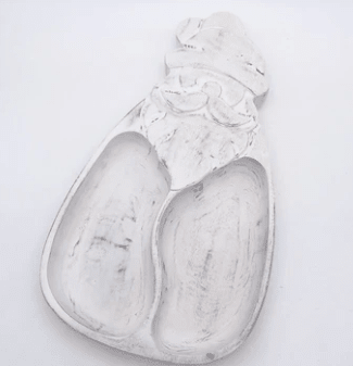 Whitewashed Wood Santa Serving Platter & Spreader Set - Hand - Carved Christmas Charcuterie Board - Nifty Decor & More