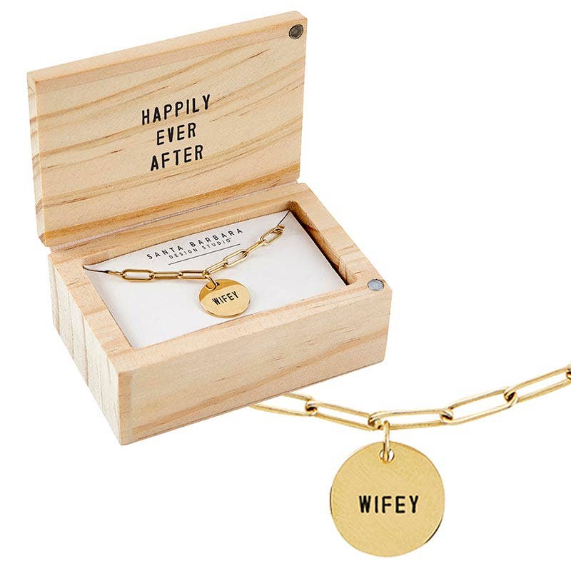 Wifey Link Chain Charm Necklace - Nifty Decor & More