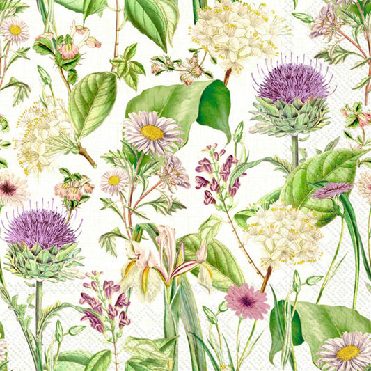 Wildflower Cream Paper Cocktail Napkins, Elegant Floral Design for Parties, Weddings & Special Events Gift Cocktail Napkins