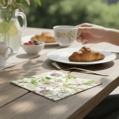 Wildflower Cream Paper Cocktail Napkins, Elegant Floral Design for Parties, Weddings & Special Events Gift - Nifty Decor & More