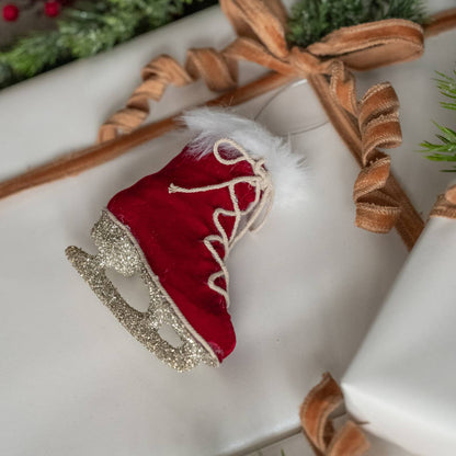 WINE VELVET ICE SKATE ORNAMENT - Nifty Decor & More
