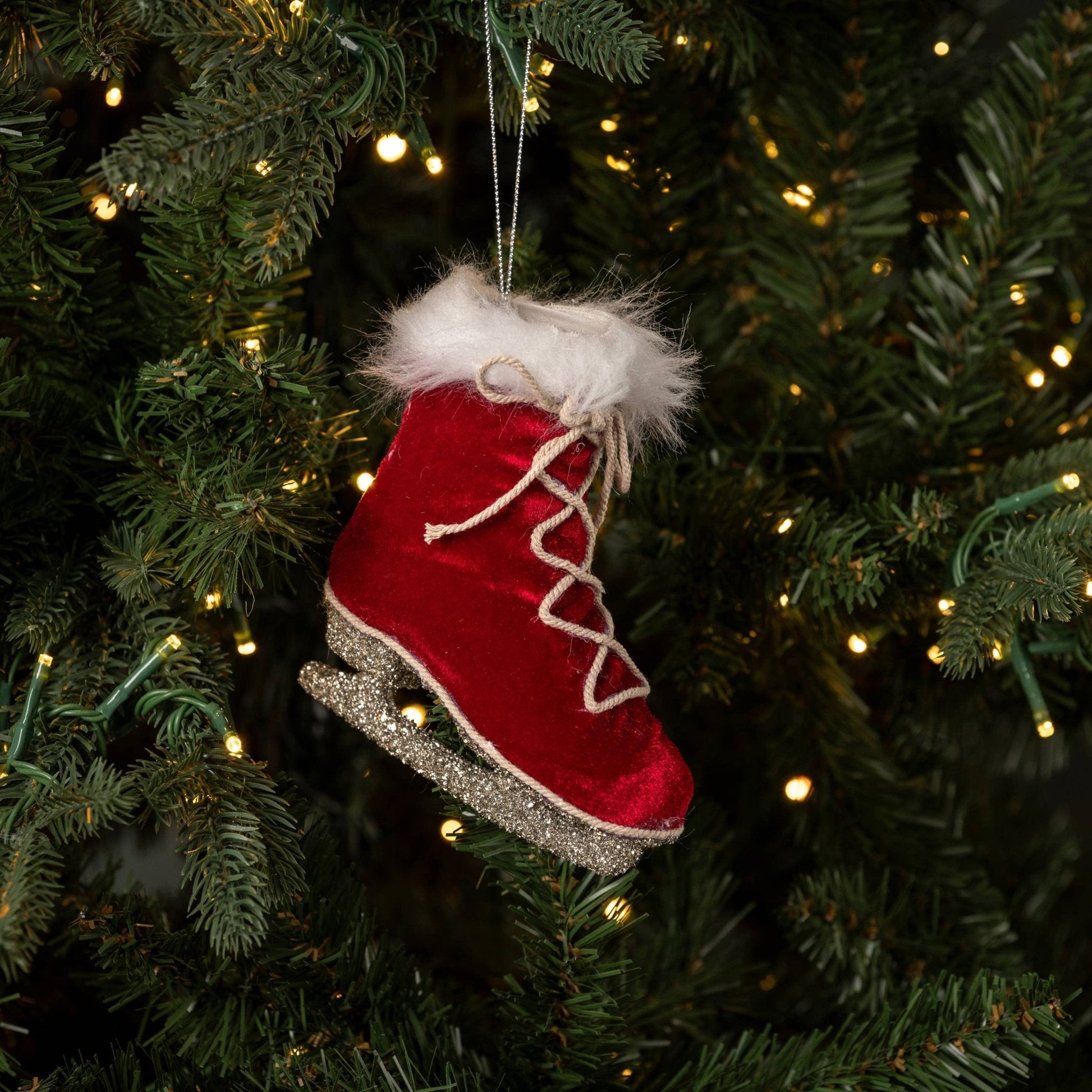 WINE VELVET ICE SKATE ORNAMENT - Nifty Decor & More