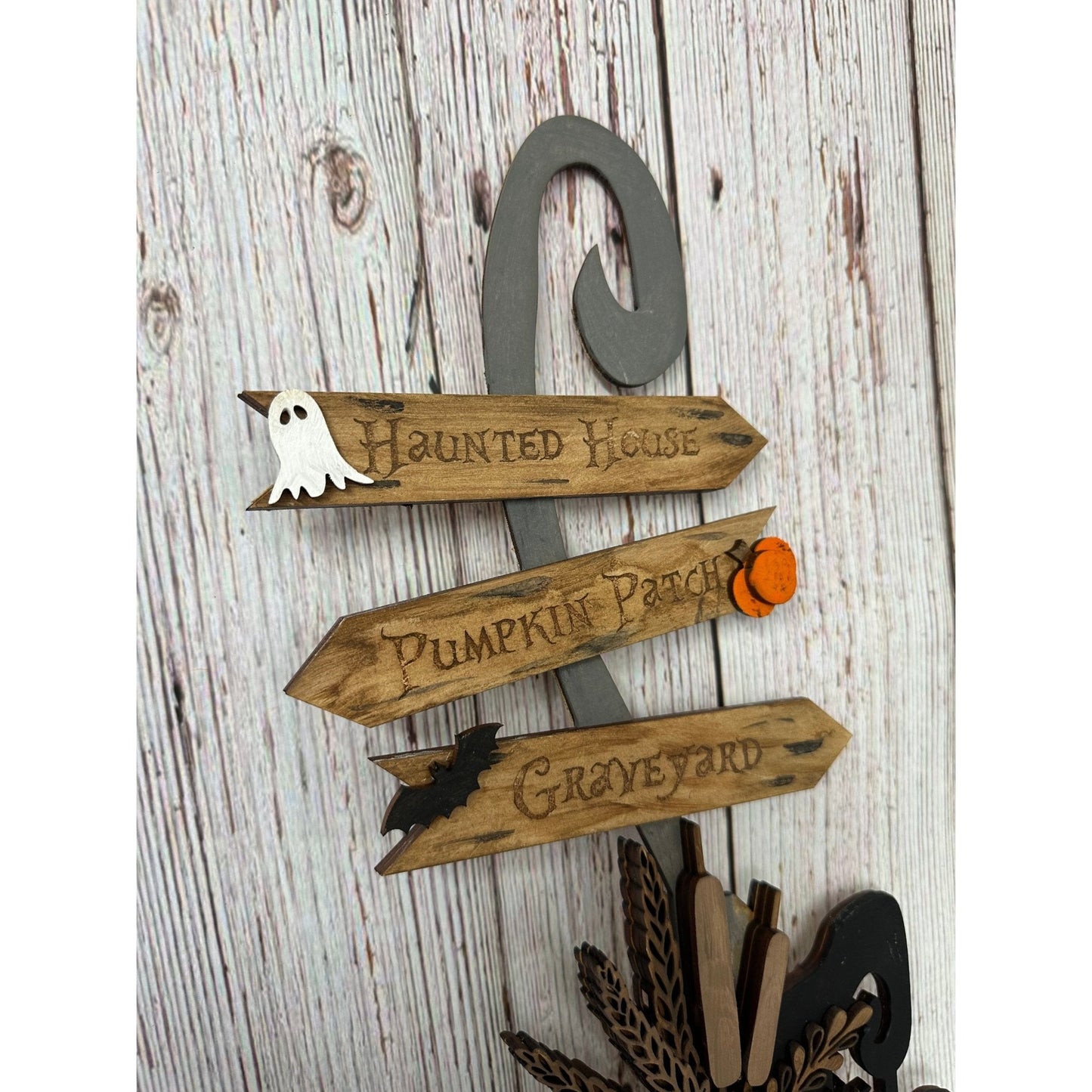 Witches Broom Door Hanger Halloween Front Door Decor Spooky Witch Broomstick Sign - Nifty Decor & More