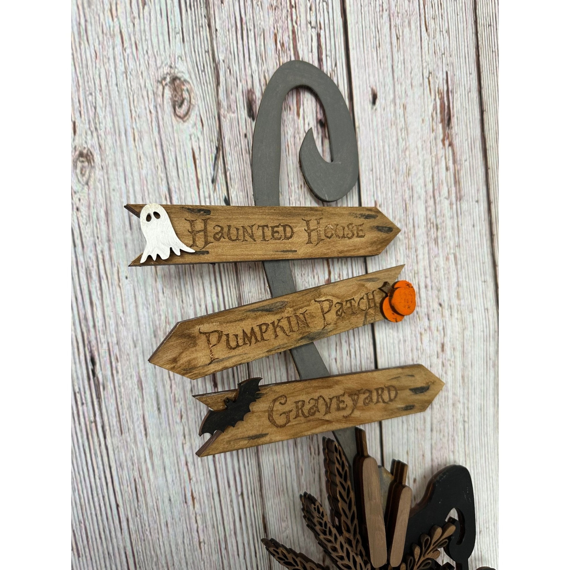 Witches Broom Door Hanger Halloween Front Door Decor Spooky Witch Broomstick Sign - Nifty Decor & More