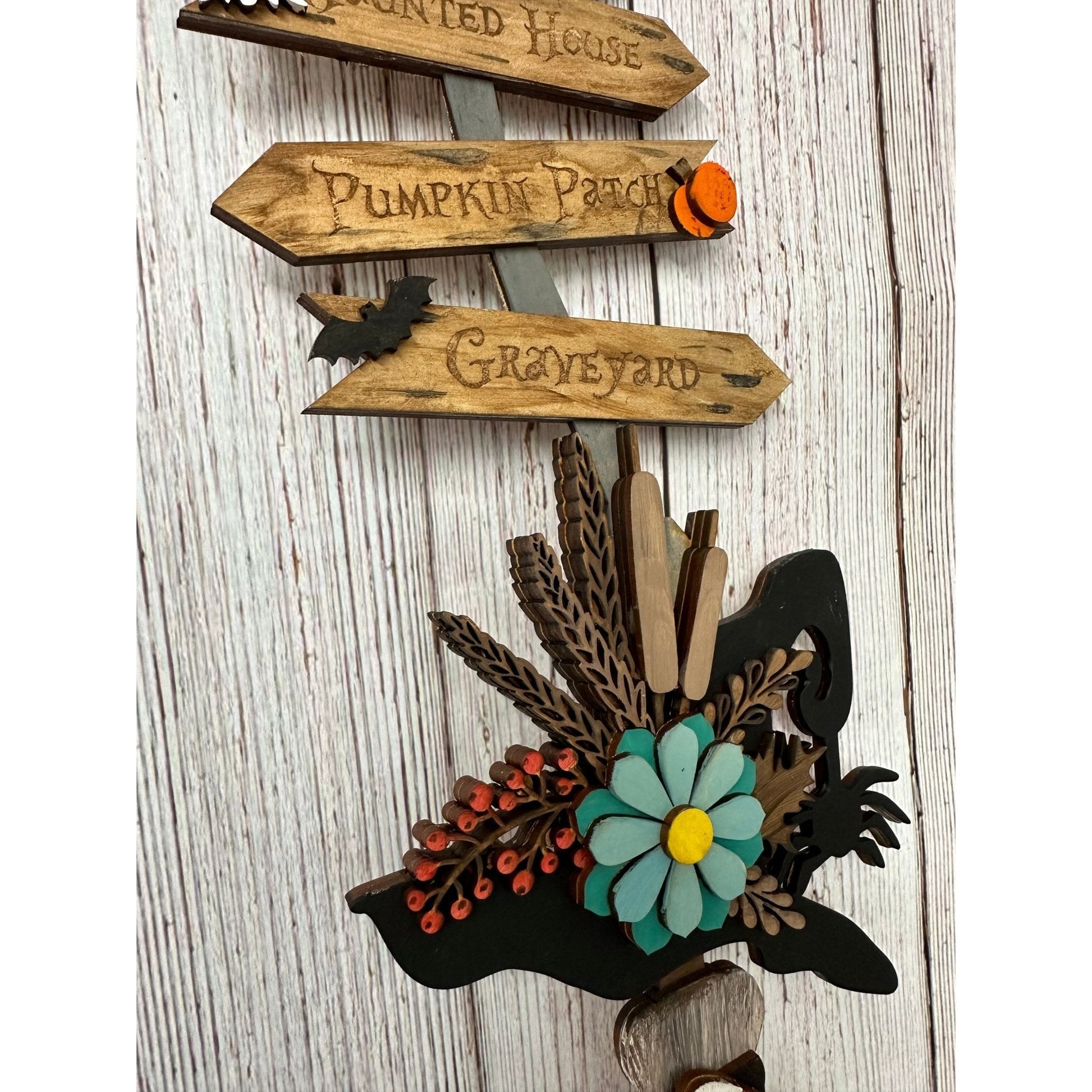 Witches Broom Door Hanger Halloween Front Door Decor Spooky Witch Broomstick Sign - Nifty Decor & More