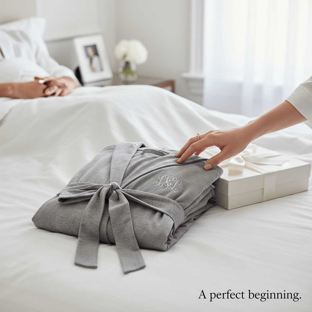 Women's Grey Hooded Spa & Bath Robe - Nifty Decor & More