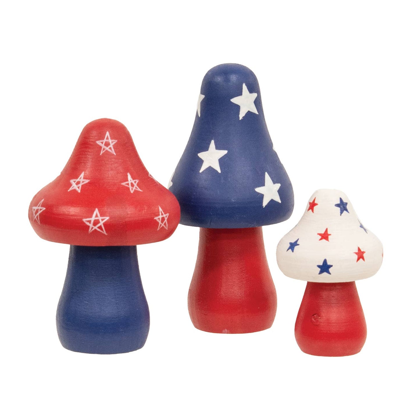 Wooden Americana Mushroom Sitters 3/Set - Nifty Decor & More