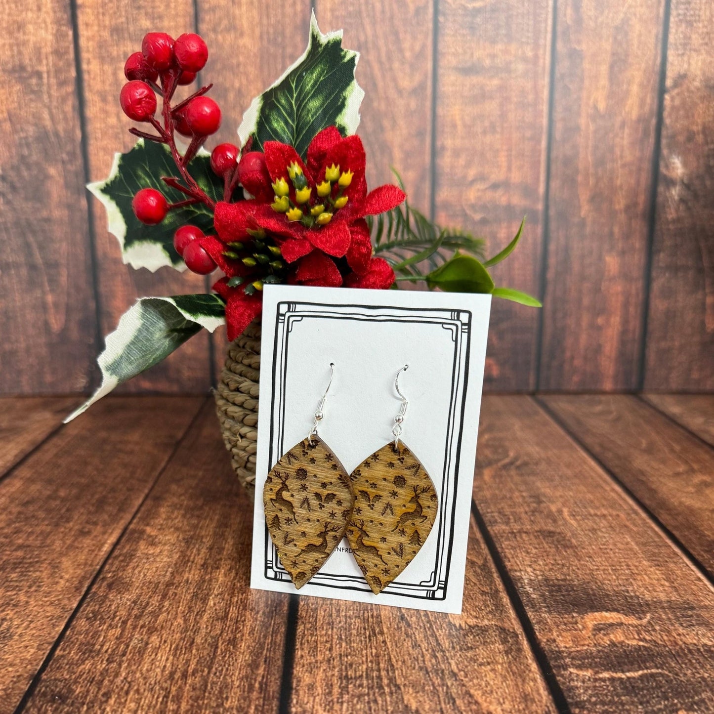 Wooden Christmas Earrings - Nifty Decor & More
