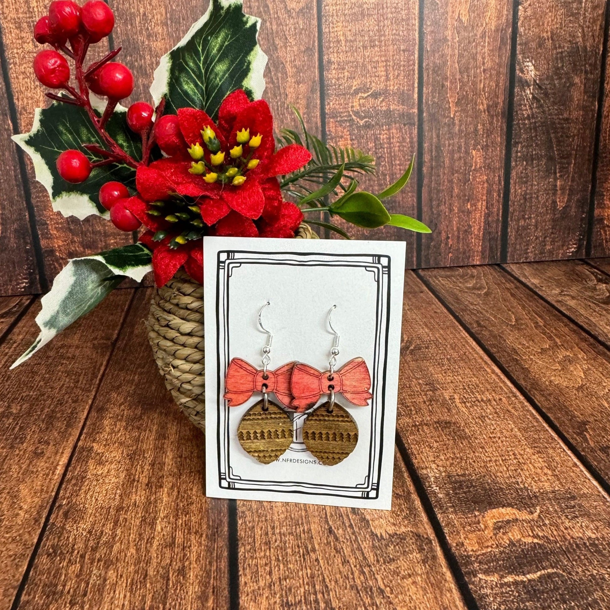 Wooden Christmas Earrings - Nifty Decor & More