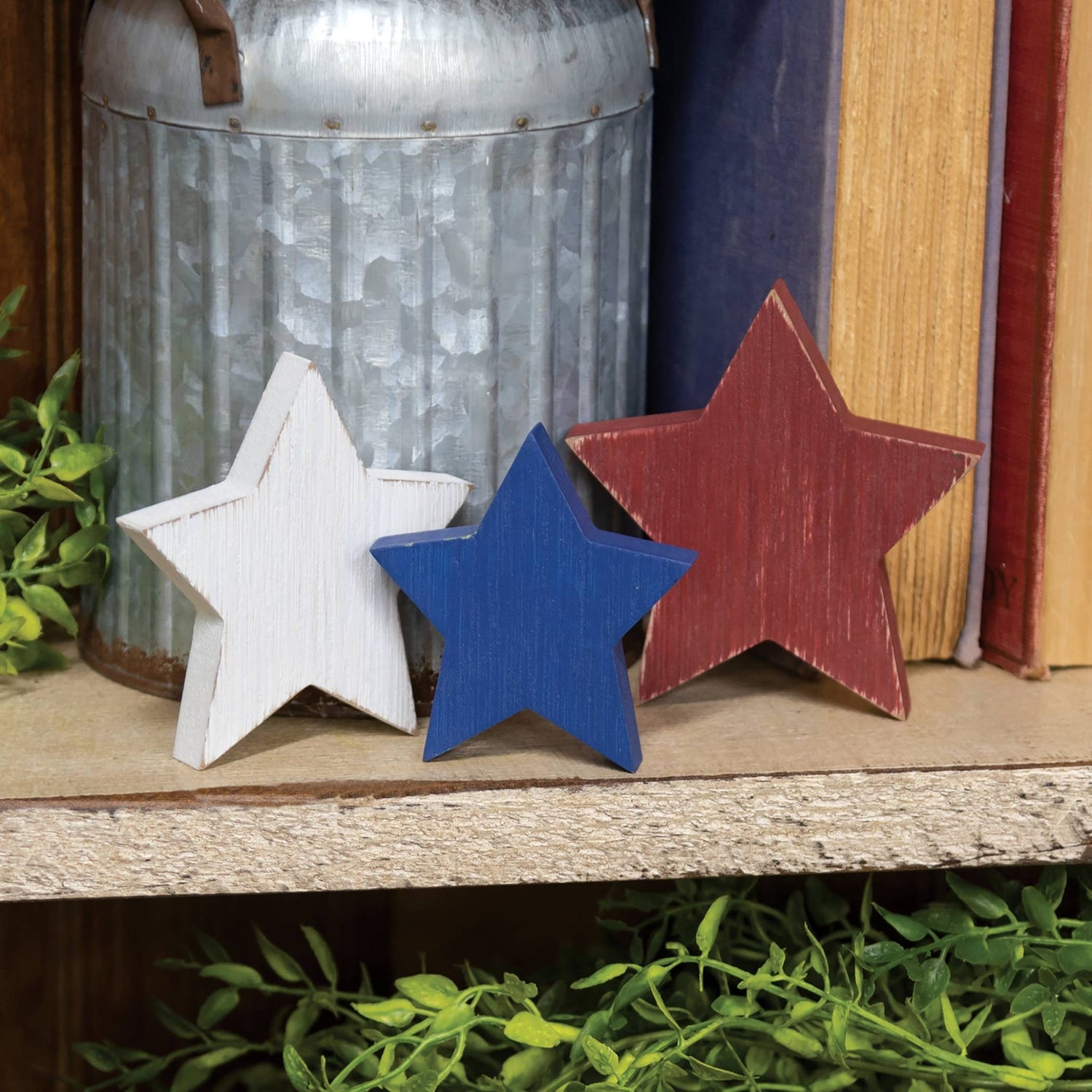 Wooden Red, White, & Blue Star Bundle 3/Set - Nifty Decor & More