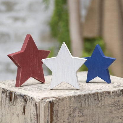 Wooden Red, White, & Blue Star Bundle 3/Set - Nifty Decor & More