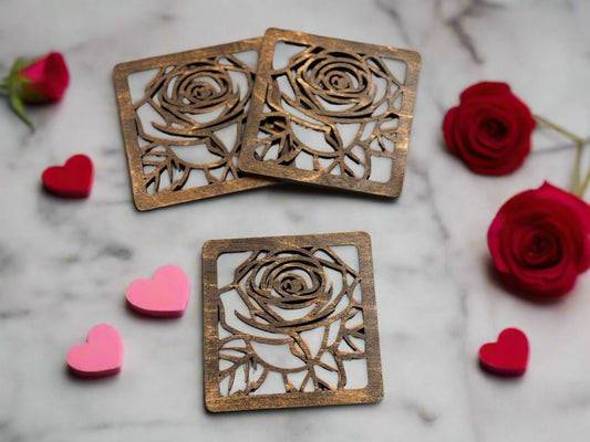 Wooden Rose Coasters - Nifty Decor & More