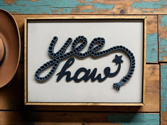 Wooden “Yee Haw” Handmade Wall Sign Cowgirl Decor