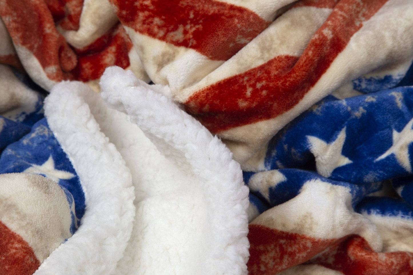 Wrangler Stars & Stripes USA American Flag Plush Fur Sherpa Borrego Fleece Throw Blanket - Nifty Decor & More