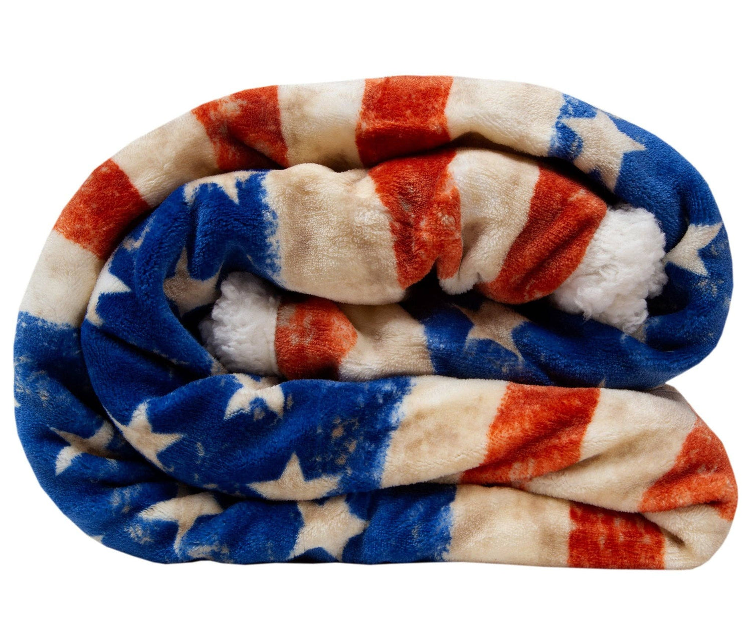 Wrangler Stars & Stripes USA American Flag Plush Fur Sherpa Borrego Fleece Throw Blanket - Nifty Decor & More