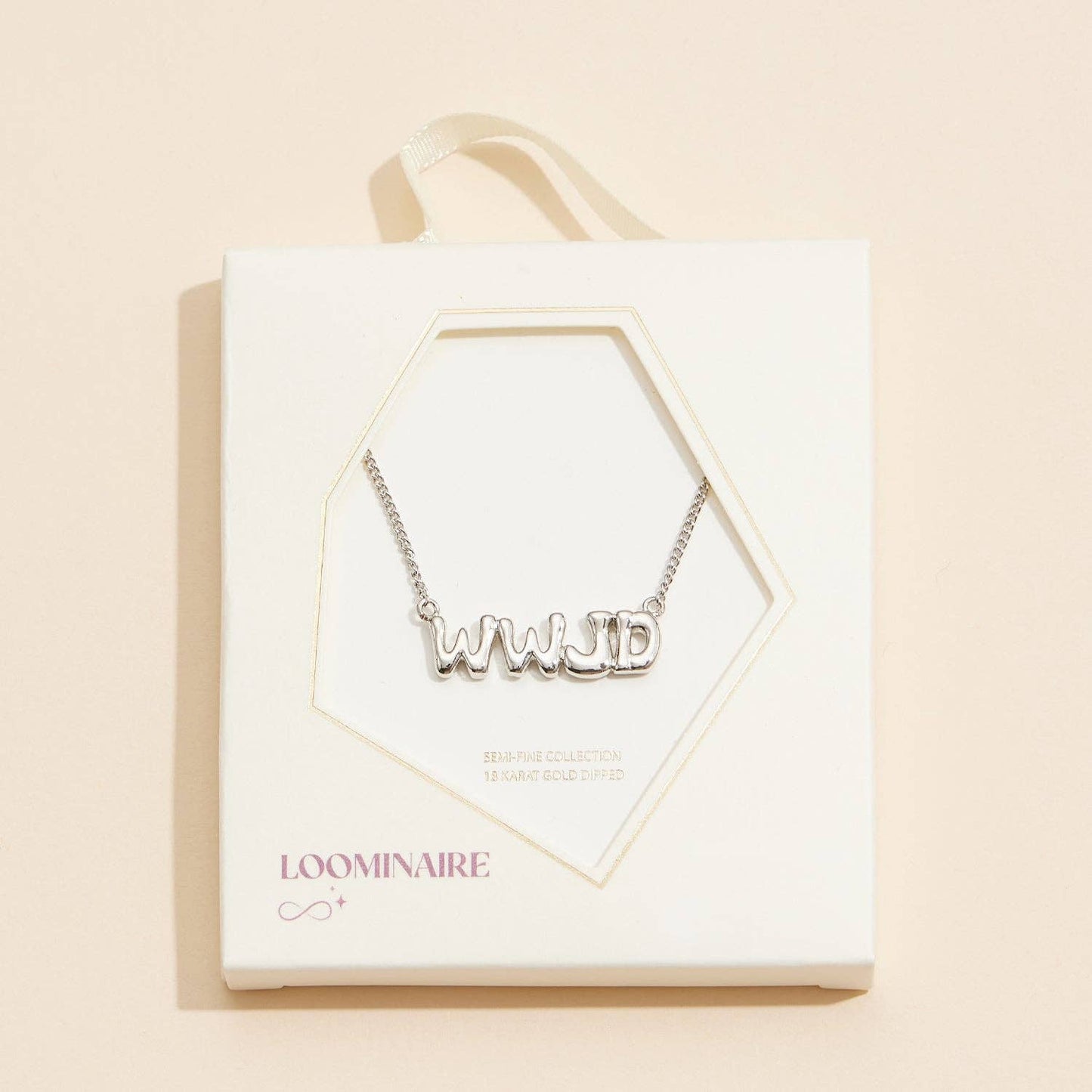 WWJD What Would Jesus Do 18K Gold Necklace White Gold