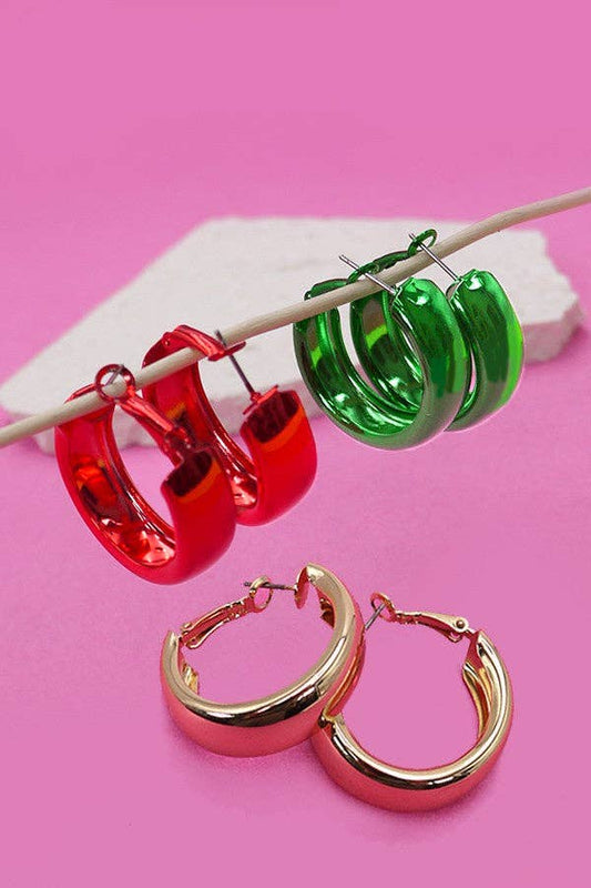 X - MAS SHINY HOOP EARRINGS | 10E3051912 - Nifty Decor & More