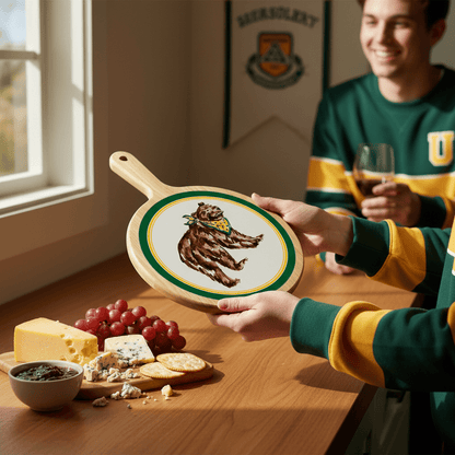 Yellow Bear Collegiate Bamboo & Ceramic Cheese Board - Nifty Decor & More