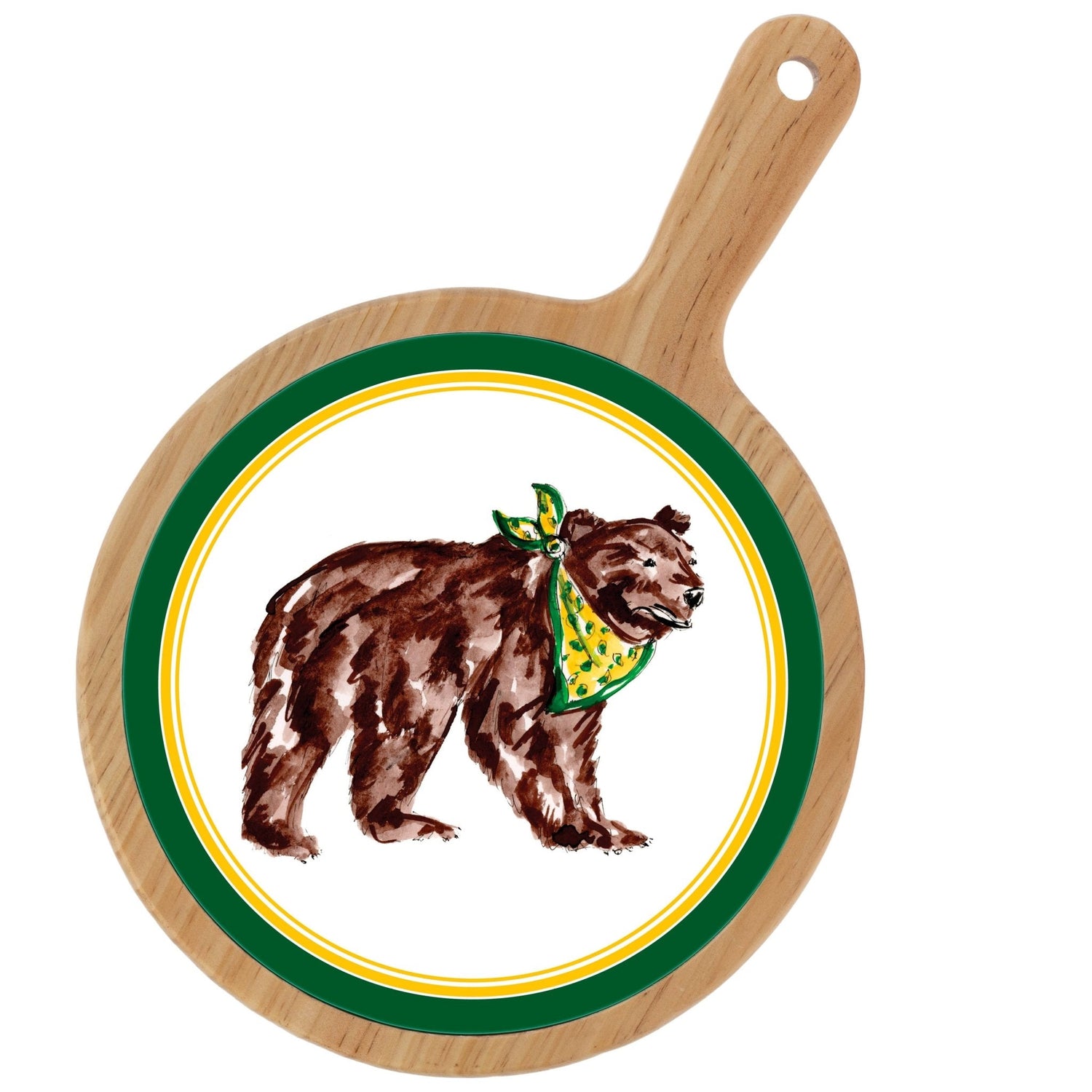 Yellow Bear Collegiate Bamboo & Ceramic Cheese Board - Nifty Decor & More