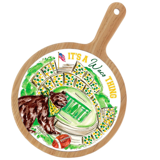 Yellow Bear Stadium Collegiate Bamboo & Ceramic Cheese Board