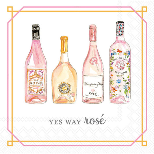 Yes Way Rose Paper Cocktail Napkins, Chic Pink Party Napkins for Drinks, Perfect Girls' Night & Bachelorette Party Gift Cocktail Napkins