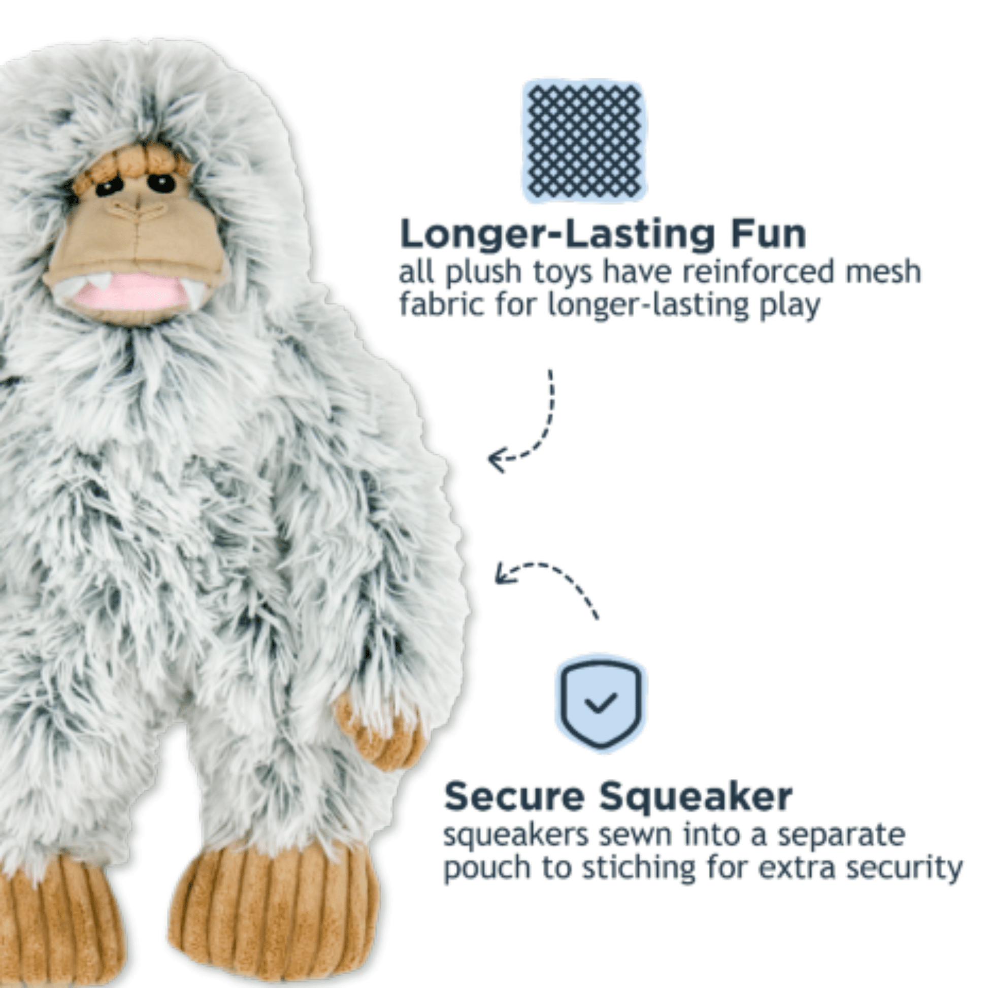Yeti with Rope Body Dog Toy Squeaker - Nifty Decor & More