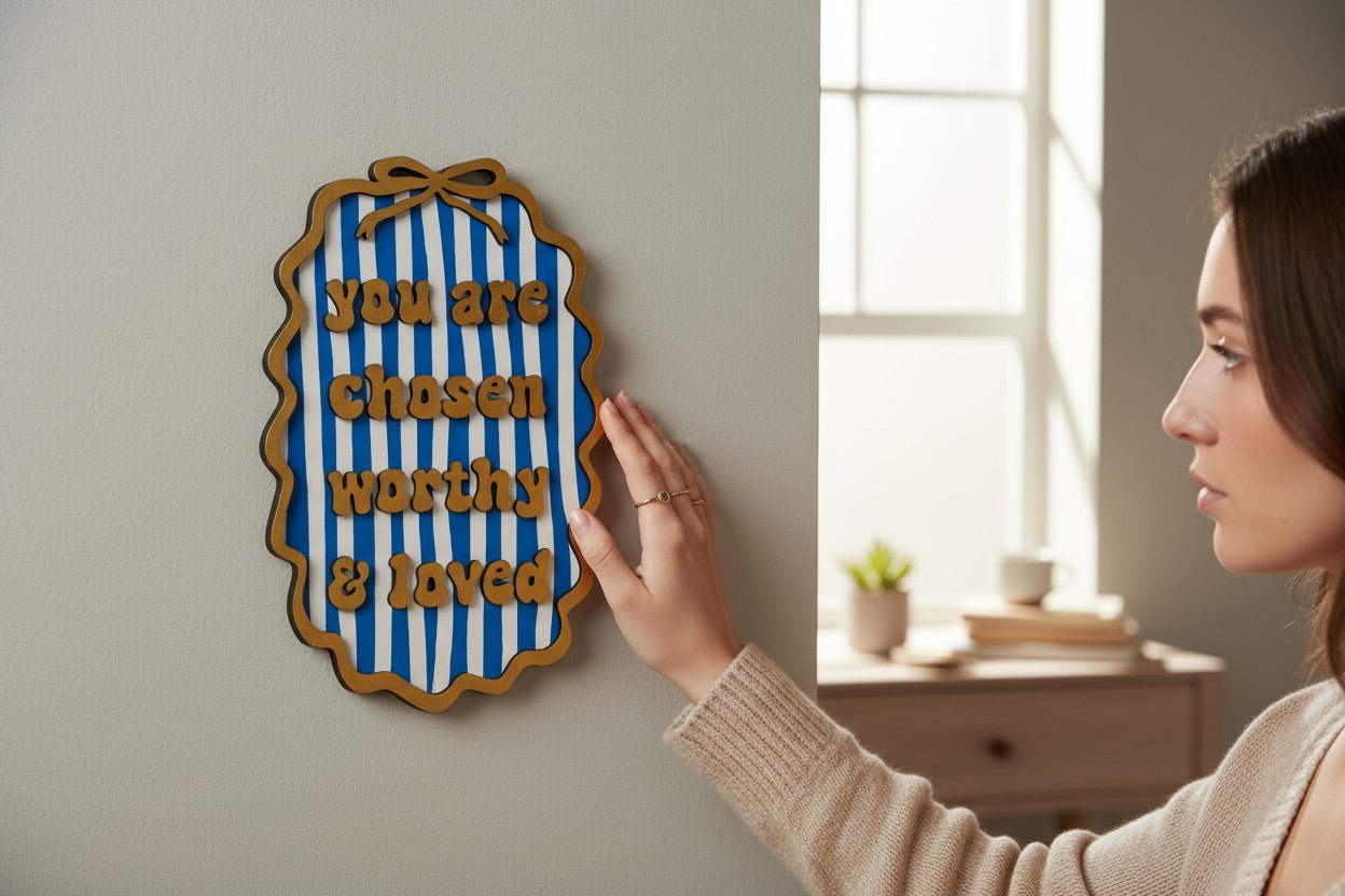 “You Are Chosen, Worthy, and Loved” Wall Sign Christian Home Sign