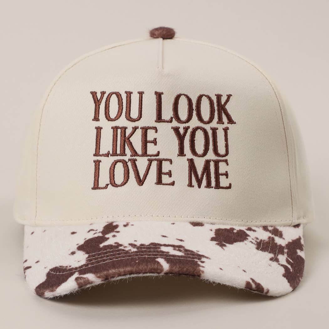 You Look Like You Love Me Embroidered Animal Print Trucker BROBR One Size