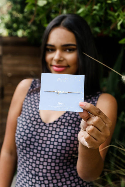 AQUARIUS Zodiac Cord Bracelet Gold - January 20 - February 18 Zodiac Sign Bracelets