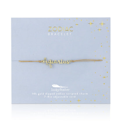AQUARIUS Zodiac Cord Bracelet Gold - January 20 - February 18 Zodiac Sign Bracelets