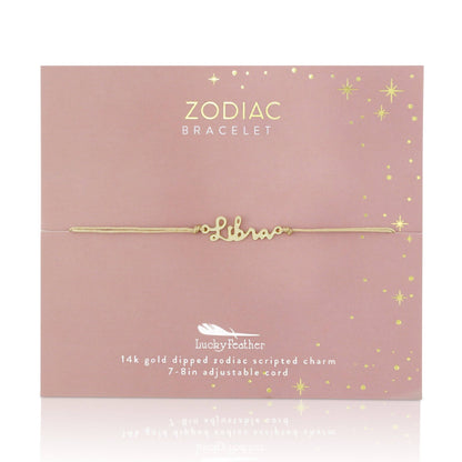 LIBRA Zodiac Cord Bracelet Gold - September 23 - October 22 Zodiac Sign Bracelets