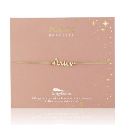 ARIES Zodiac Cord Bracelet Gold - March 21 - April 19 Zodiac Sign Bracelets