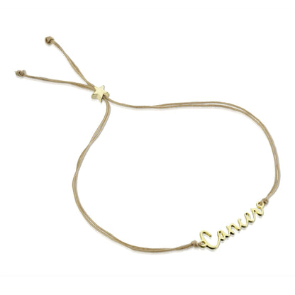 CANCER Zodiac Cord Bracelet Gold - June 21 - July 22 Zodiac Sign Bracelets