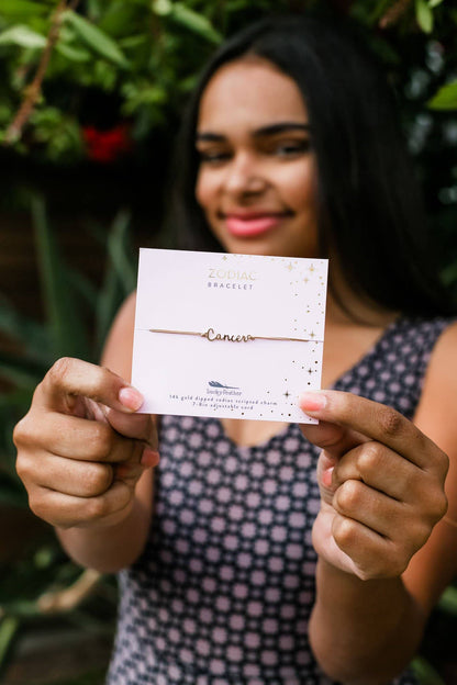 CANCER Zodiac Cord Bracelet Gold - June 21 - July 22 Zodiac Sign Bracelets