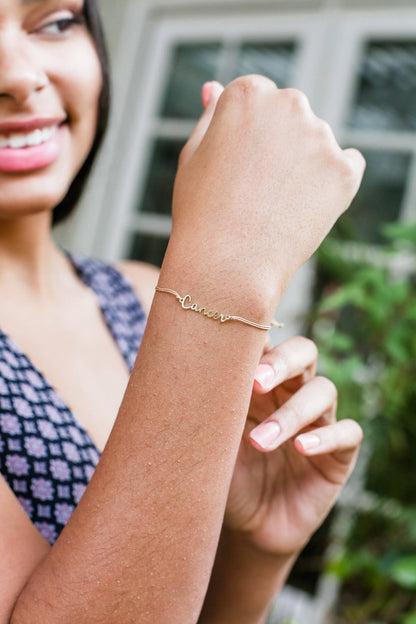 CANCER Zodiac Cord Bracelet Gold - June 21 - July 22 Zodiac Sign Bracelets