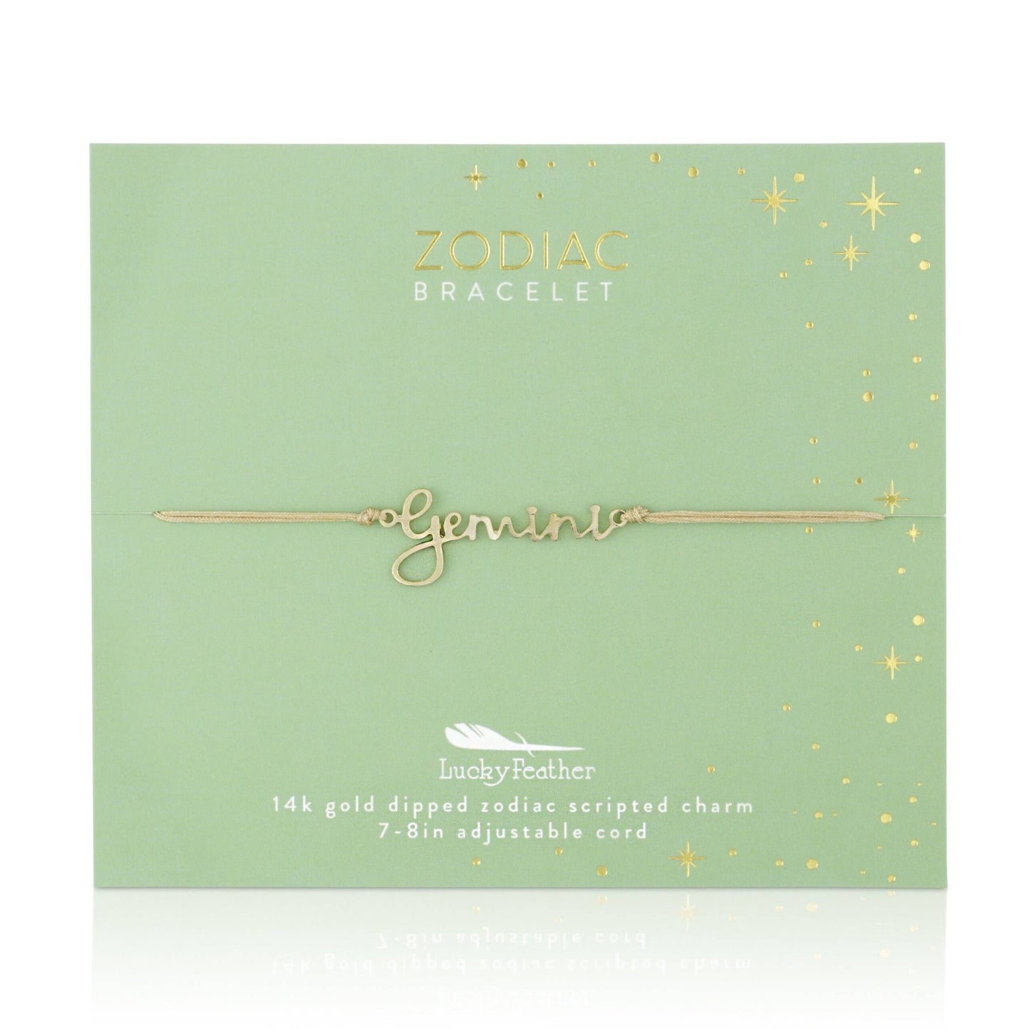 GEMINI Zodiac Cord Bracelet Gold - May 21 - June 20 Zodiac Sign Bracelets