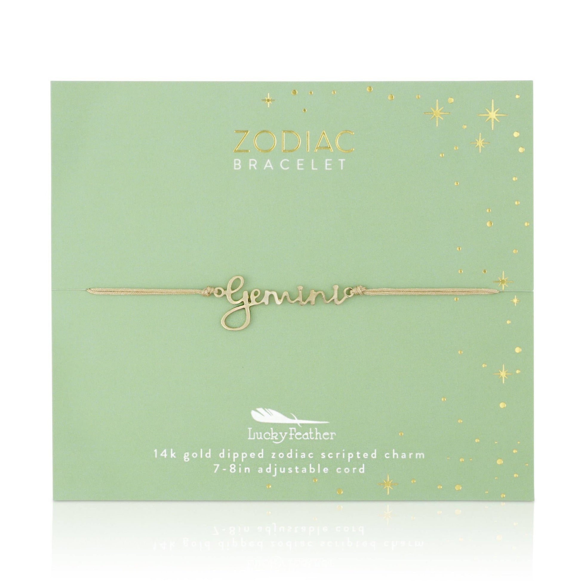 GEMINI Zodiac Cord Bracelet Gold - May 21 - June 20 Zodiac Sign Bracelets