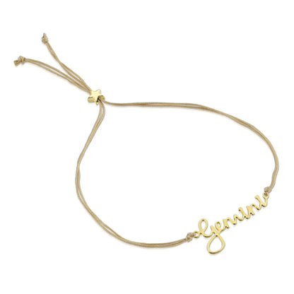 GEMINI Zodiac Cord Bracelet Gold - May 21 - June 20 Zodiac Sign Bracelets