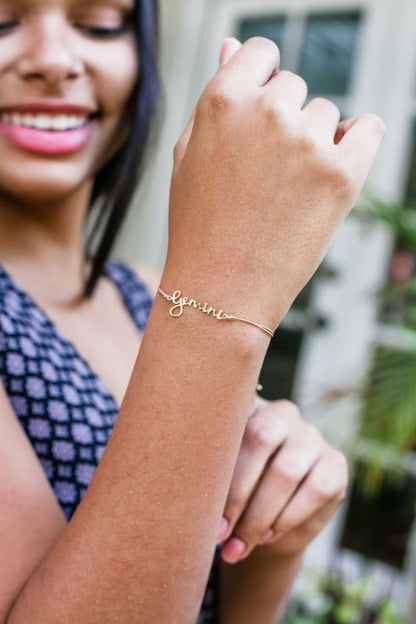 GEMINI Zodiac Cord Bracelet Gold - May 21 - June 20 Zodiac Sign Bracelets