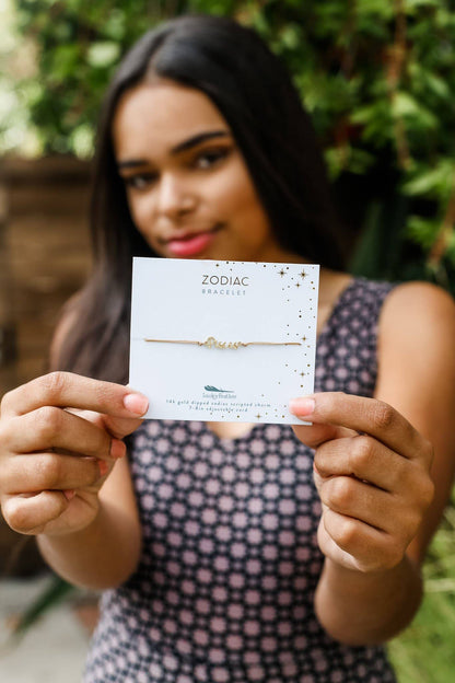 PISCES Zodiac Cord Bracelet Gold - February 19 - March 20 Zodiac Sign Bracelets