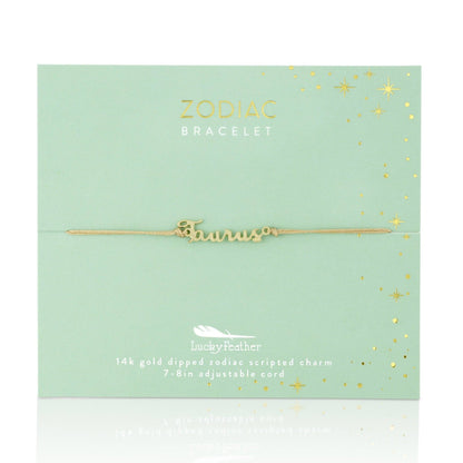 TAURUS Zodiac Cord Bracelet Gold - April 20 - May 20 Zodiac Sign Bracelets