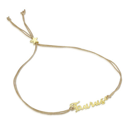 TAURUS Zodiac Cord Bracelet Gold - April 20 - May 20 Zodiac Sign Bracelets