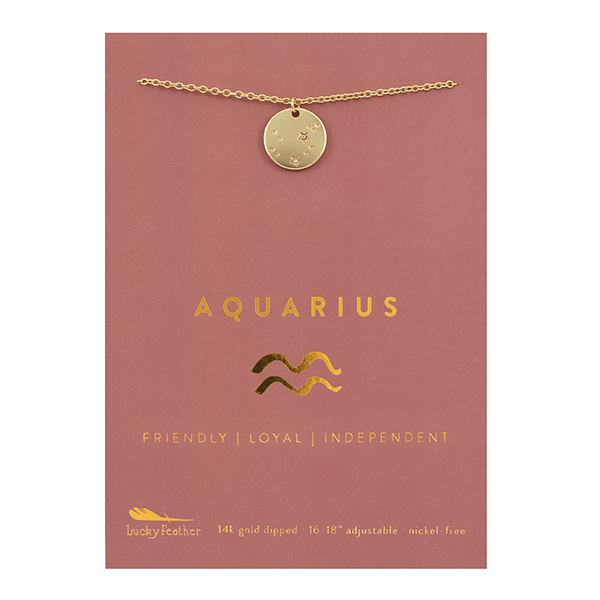 AQUARIUS Zodiac Necklace - Gold - (Jan 20-Feb 18) Zodiac Necklace