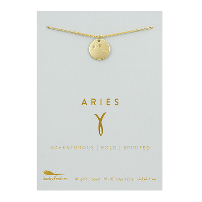 ARIES Zodiac Necklace - Gold - (Mar 21- Apr 19) Zodiac Necklace