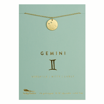 GEMINI Zodiac Necklace - Gold - (May 21-Jun 20) Zodiac Necklace