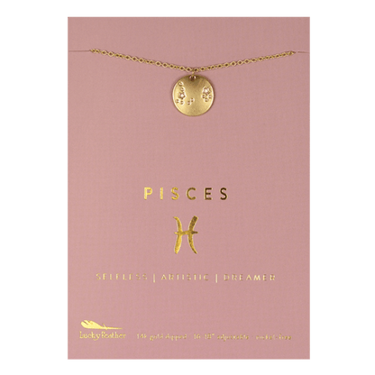 PISCES Zodiac Necklace - Gold - (Feb 19-Mar 20) Zodiac Necklace