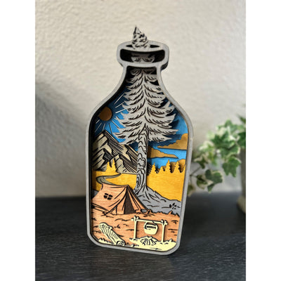 Camping in a Bottle Layered 3D Art   