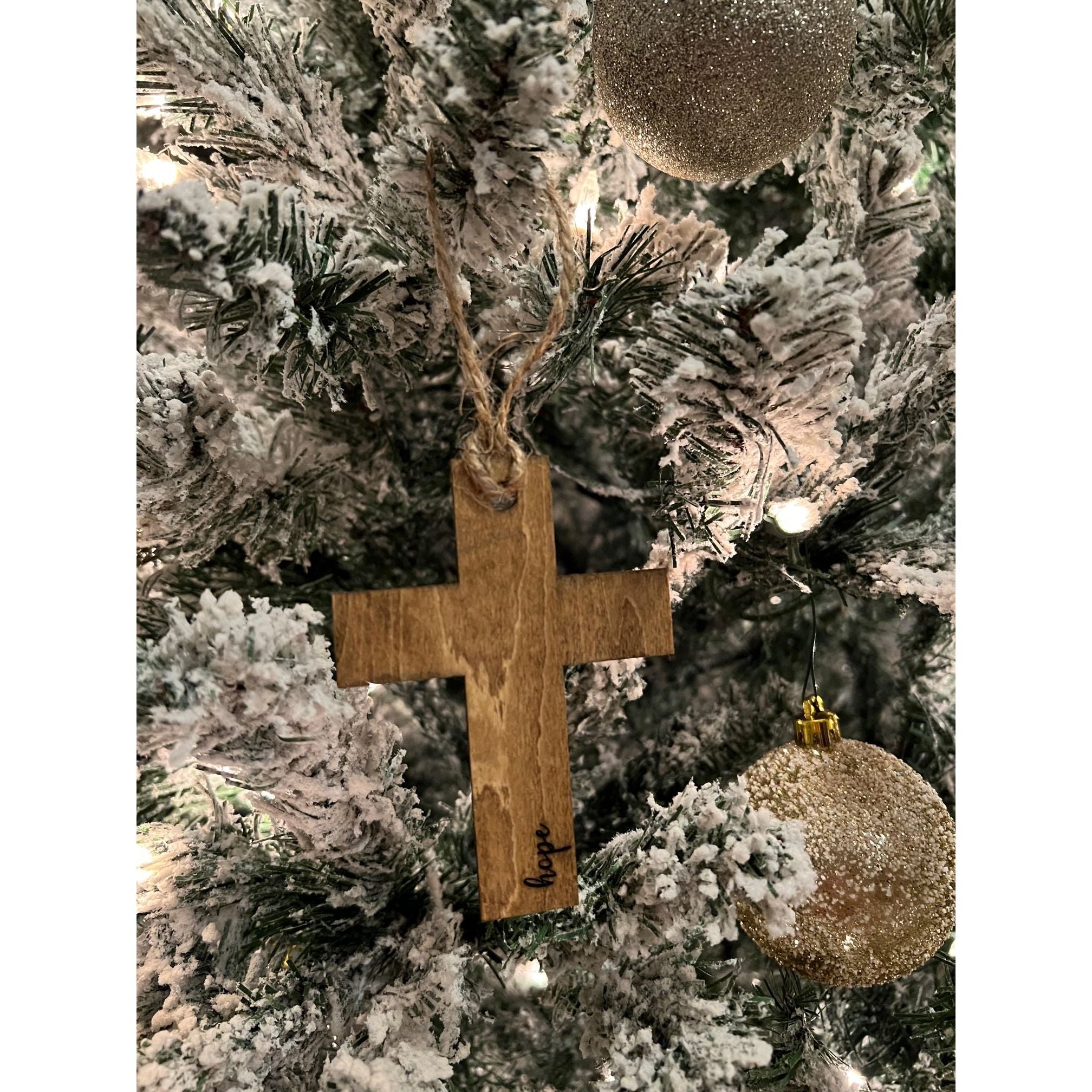 Wooden Cross Ornament Christmas Ornament Hope  