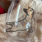 Laser-Engraved Yoga Frenchie Wine Glasses Wine Glasses   