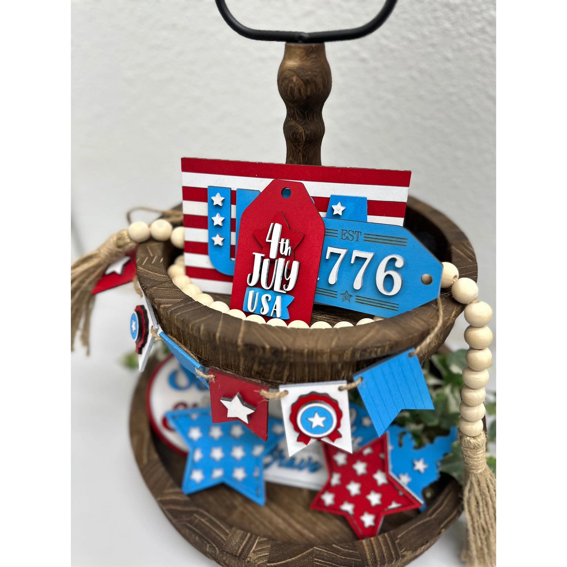 Home of the Brave Tiered Tray Decor 